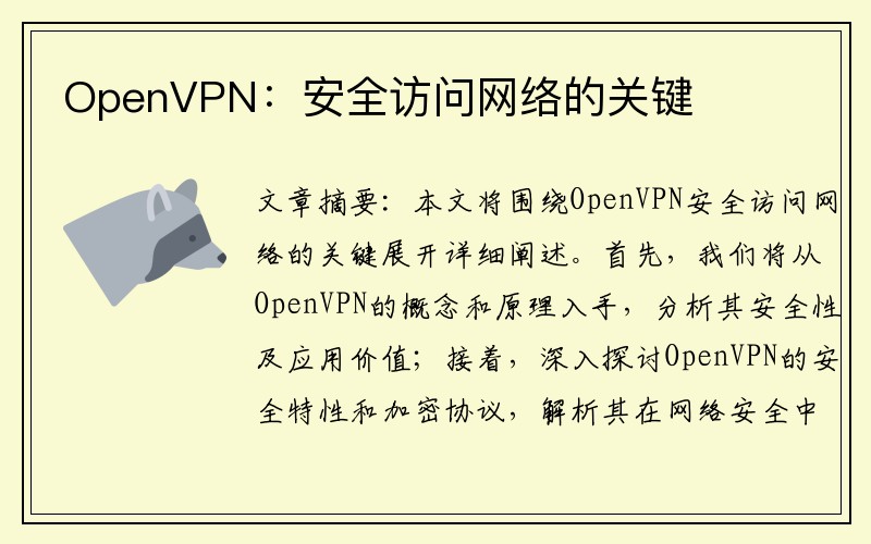 OpenVPN：安全访问网络的关键